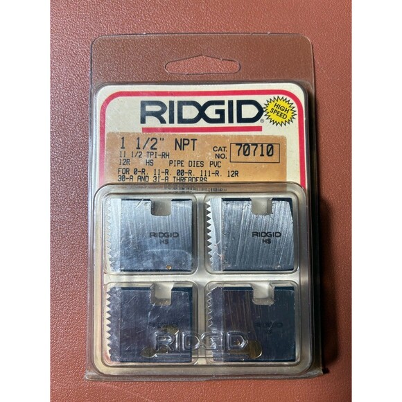 Ridgid 70710 1 1/2" NPT (RH) High Speed Alloy Steel Pipe Threading Dies - Picture 1 of 3